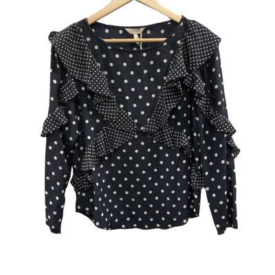 Rebecca Taylor Womens Size 4 Long Sleeve Top Navy Blue 