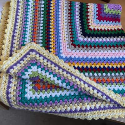 Crotched colourful blanket-Approx 120x120cm