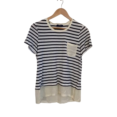 Marcs Womens  Size XS Short Sleeve Top Black  / Cream / Striped / White 