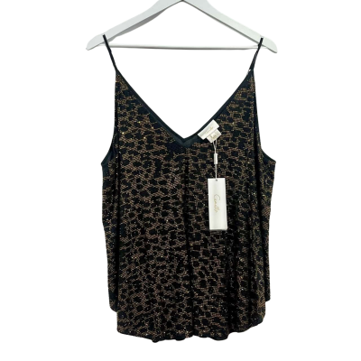 BNWT Camilla  Silk “ Call of the Cathedral” Black Gold Gemstone Shoestring Top Size XL RRP $599.00