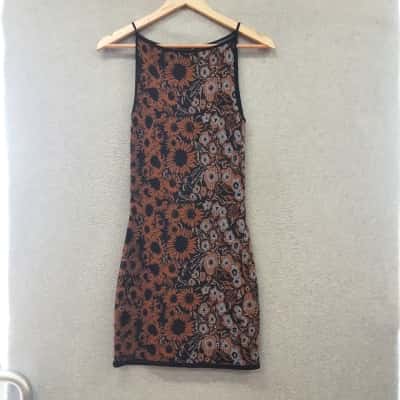 Bec & Bridge Womens  Size 6 Black  / Blue / Brown Knit Mini Dress 