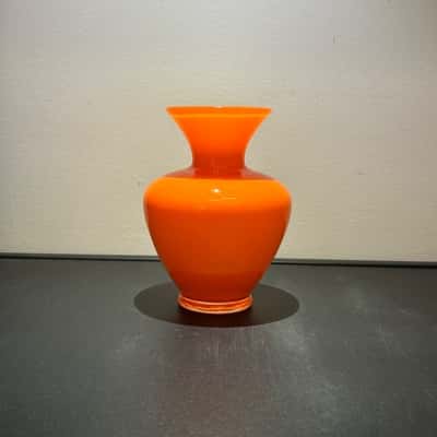 Vintage Opaline Bud Vase Retro Orange Blown Art Glass