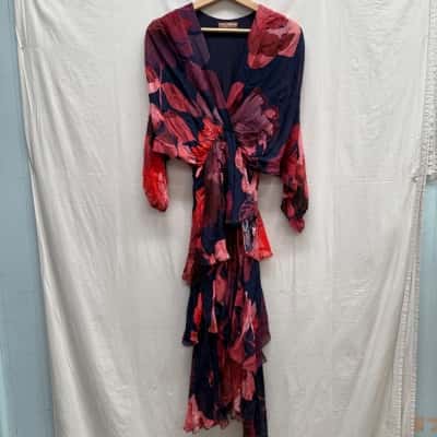 LA STRADA Navy Blue & Maroon Dress Size M