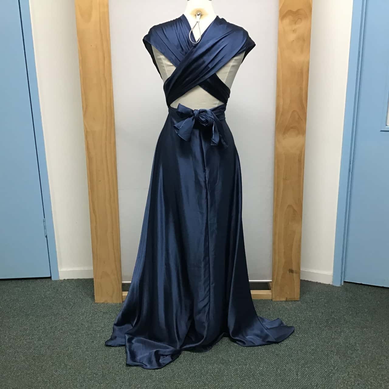 Angel Biba, Navy blue satin infinity dress, Size 6 8, NWT, RRP 69.95(s)