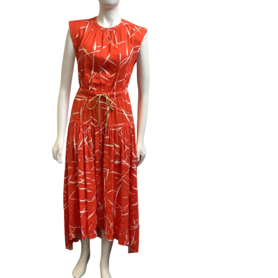 Sass & Bide Womens AUS Size 8 Tiered Sleeveless Dress Orange / White