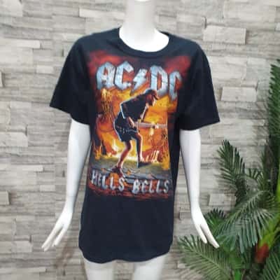  liquid blue Mens ACDC Size L Short Sleeve T-shirt White / Yellow 