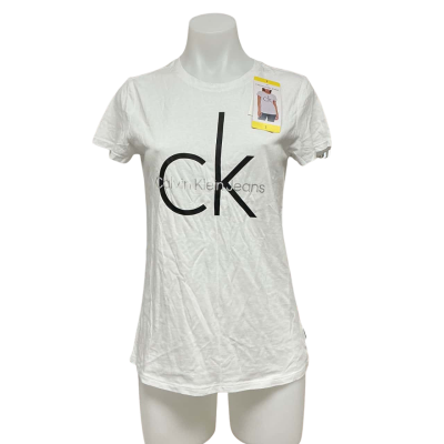 Calvin Klein Jeans Womens  Size S Short Sleeve Top Pattern / White 