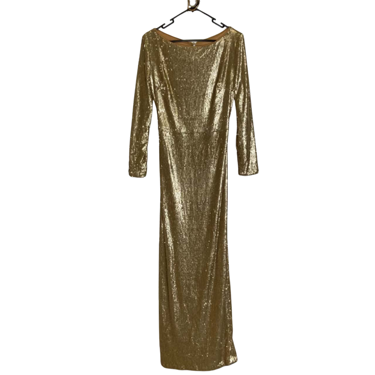 House of CB Womens Size M Long Sleeve Maxi Sequin Dress Gold BOXED(s)