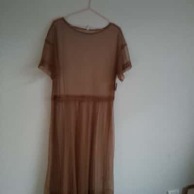 Intimately Womens  Size S Casual Mesh See Through Dress Brown 