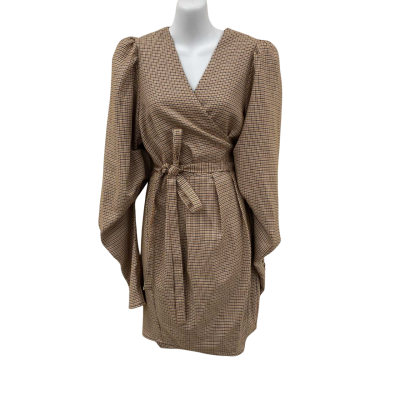Mossman Womens  Size 14 Wrap Dress Natural / Pattern 