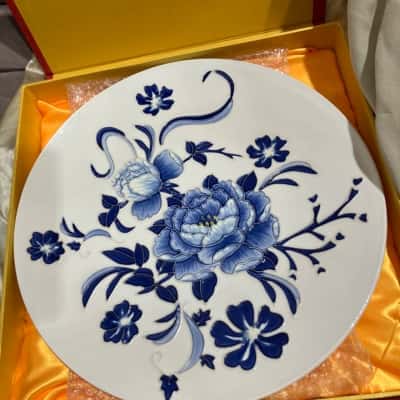 White Plate with Floral Pattern Collectors 