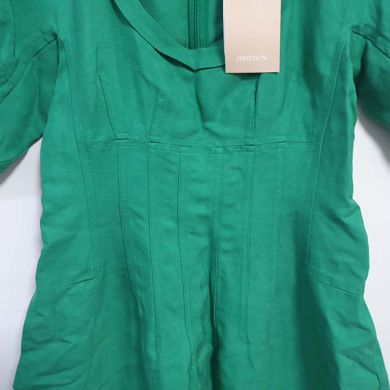 Oroton Sculptured Dress in Kelly Green