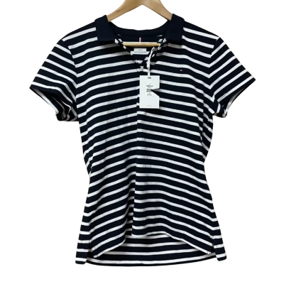 Tommy Hilfiger Mens  Size XXL Slim fit  Polo Shirt Navy Blue / Striped / White 
