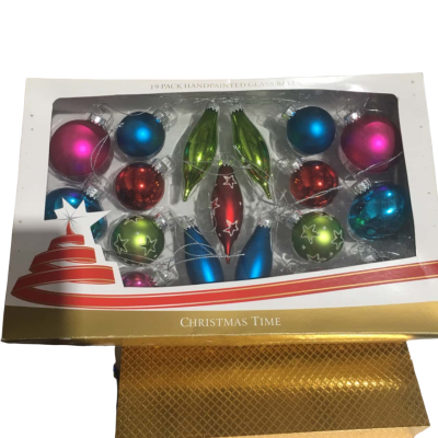 2 Packets of 19 (38) Hand Painted Glass Balls (Vintage Style Christmas)  Ex Big W stock 