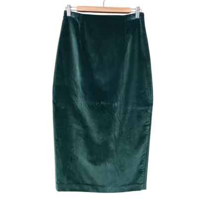 Lisa Ho Forest Green Velvet Pencil Skirt Size 12