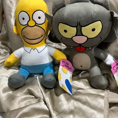The Simpsons Homer Simpson/Scratchy the  cat Plush x2