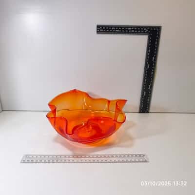 Orange Bowl Glass Handkerchief Vintage 