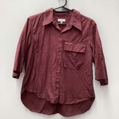 Oroton Womens  Size 10 Button Up Top burnt umber 