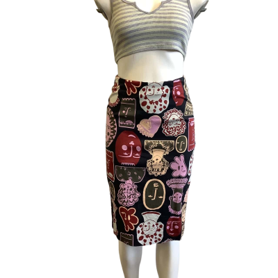 Gorman Women's Size 8 Pattern Midi Skirt Multicoloured 