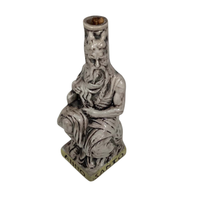 Vintage miniature ceramic bottle depicting michaelangelo’s Moses
