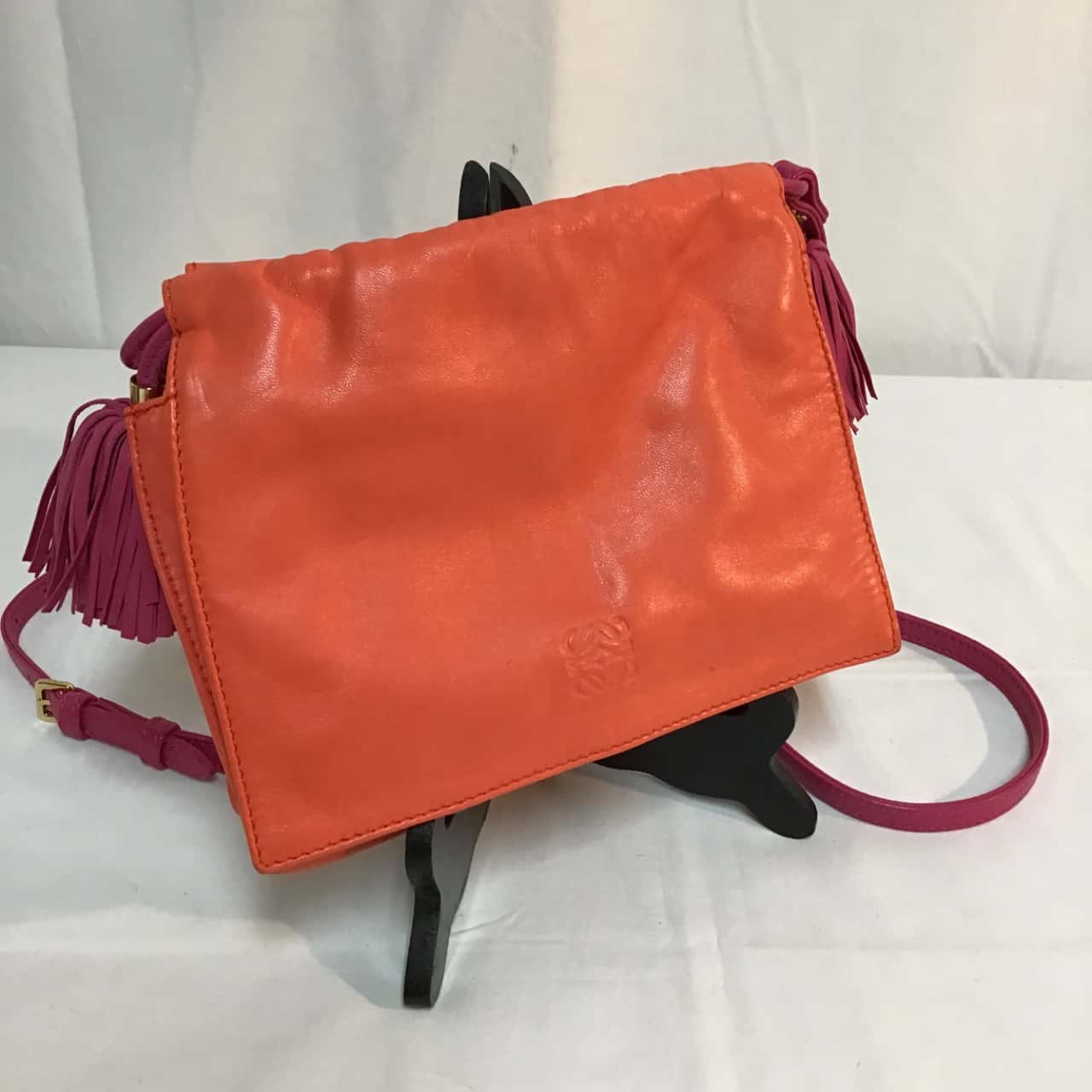 OVAL PURSE BAG 16 IN ROUGE PINK CALFSKIN