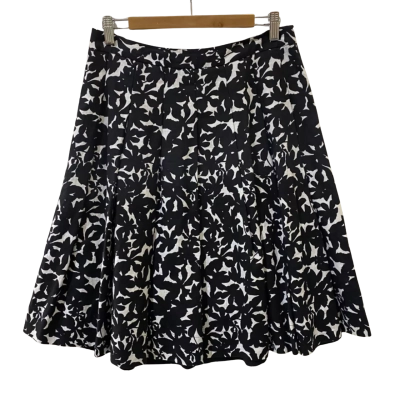 Trent Nathan Womens  Size 10 A-Line Skirt Black/White/Pattern