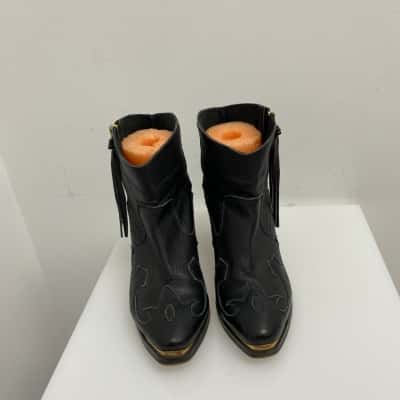  Black Leather Ankle Boots.  Size 38 