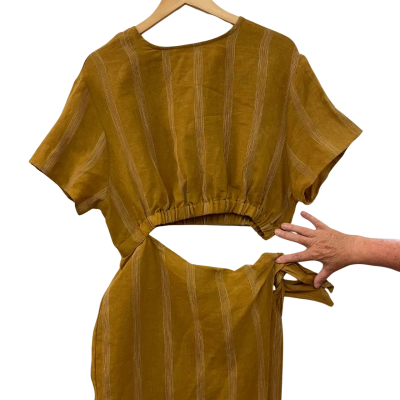 AERE Womens  Size 14 Wrap Dress Mustard 