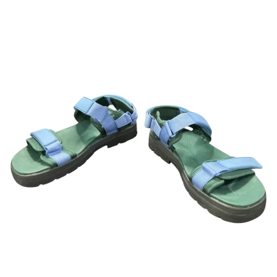 Merry People Womens Lochie Sandal Size 40 Ocean Evergreen Black  / Blue / Green 