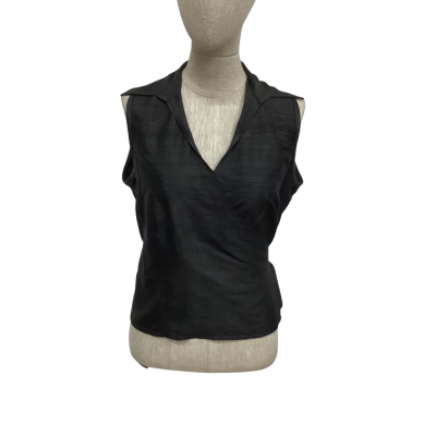 TENGDAHL - Womens  Size 2 Black Wrap Blouse 
