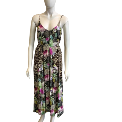 Kachel Women's Size S Sleeveless Maxi Dress Floral & Animal Print 