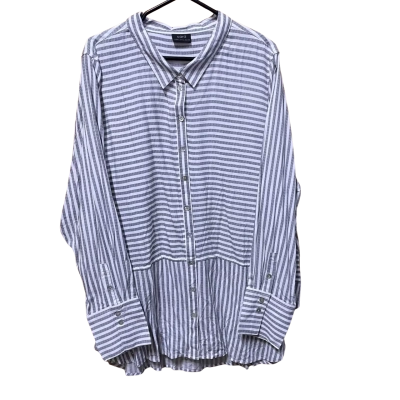 Sara Womens  Size 24 Button Up Top Black  / Striped / White 