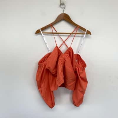 Forever New Orange Rust Quinn Ruched Top Size 14 