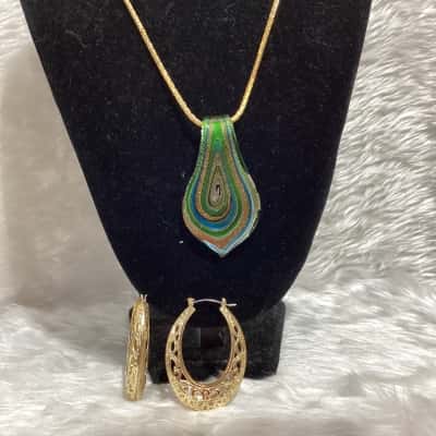  Womens Earrings / Necklace Gold / Multicoloured 