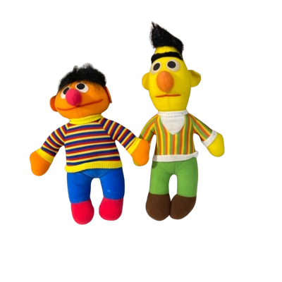 Vintage 1980s Hasbro Playskool Bert and Ernie Sesame Street Dolls