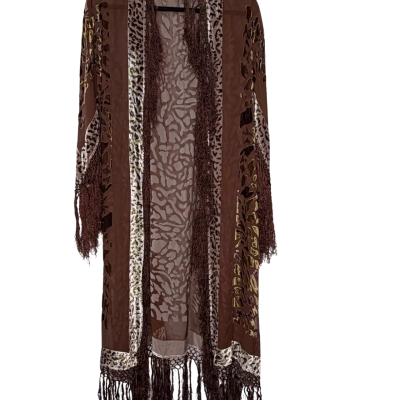 Simply silk Size One Size burn out tassel Kimono 