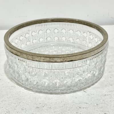 Art Deco Silver Edge Glass Fruit Bowl- just beautiful