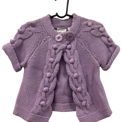 Origami Kids  Size 2 Purple knit cable cardigan 