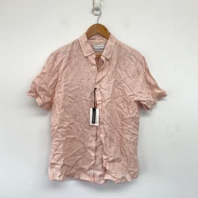 Industrie LT Pink The Tennyson Linen Short Sleeve Shirt Size L 
