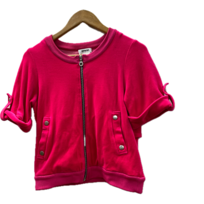 Rykiel Karma Body & Soul Womens Top Size S Pink Zip with Black rhinestone design on back