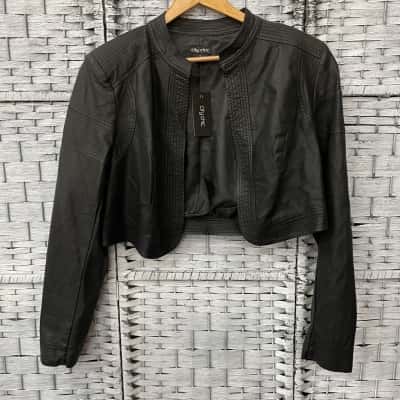 City Chic Womens  Size S Bolero Black Faux Leather
