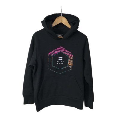 Billabong Kids Size 10 Black Pattern Fleece Hoodie Pullover