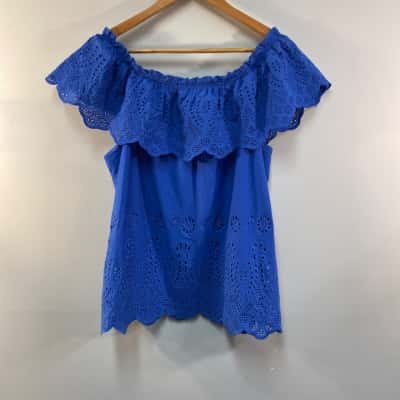 Katies Womens  Size XL Off-the-shoulder Top Blue 