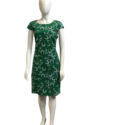 Sportscraft Womens Label Size 14 Floral Cap Sleeve Dress Green / White