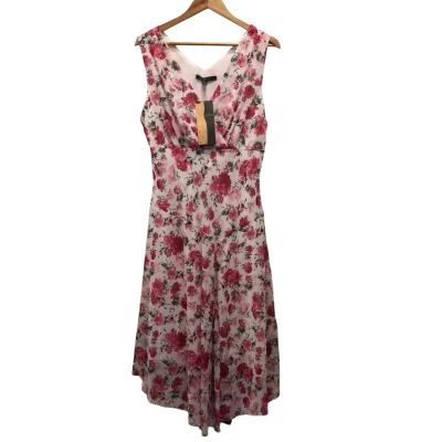Liz Jordan Womens  Size 14 Midi V-neckDress Floral / Pink  BNWT$199