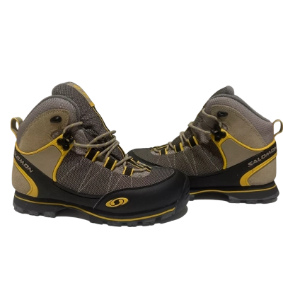 Salomon Mens Hiking Boot U.S Size 7.5 Black  / Grey / Yellow 