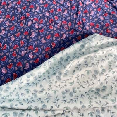 Blue Red Floral (140cm x 140cm) And Grey White Floral (150cm x 100cm) Fabric