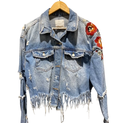 Zara Womens  Size S Cropped Jacket Blue 