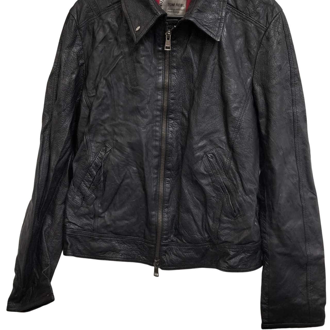 Tom Rebl Size L Front Zipper / Leather Jacket Black (s)