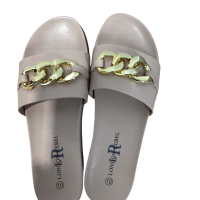 London Rebel Womens Size 10 Slide Sandals with gold chain